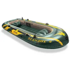 Intex Seahawk 4 Inflatable Boat Set + Oars/Pump/Motor Mount | 68351E+ 68624E