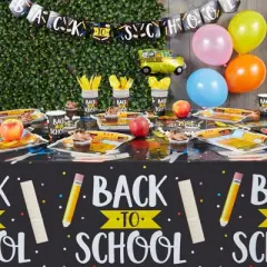 Blue Panda 3 Pack Plastic Table Covers for Back to School Party Decorations (54 x 108 In)
