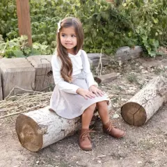 Hope & Henry Girl's Fleece Bow Front Suspender Skirt, Kids