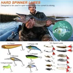 Wikineon 375Pcs Fishing Baits And Tackle Box Saltwater Freshwater Fishing Lures Kit Lifelike Popper Crankbaits Crickets Frogs Spoon Lures Maggots