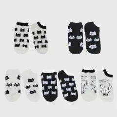Anna-Kaci Adorable Cat - Print No Show Socks Soft for Casual 5Pk