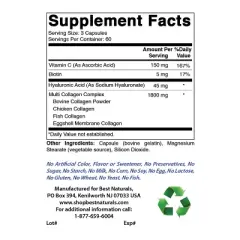 Best Naturals Multi Collagen Pills 2000mg for Women & Men - Capsules for Hair Skin and Nails with Types I II III V X 180 count