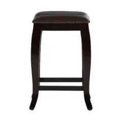 San Francisco Backless Faux Leather Counter Height Barstool Wood Brown - Linon