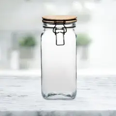 Amici Home Acadia Glass Canister with Wood Lid & Hermetic Seal,, Airtight Lock Lids for Kitchen & Pantry Storage
