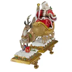 Roman Set of 2 Brown and Red Santa Claus with Reindeer Christmas Stocking Holders 9.5"