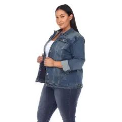 Women's Plus Size Classic Denim Jacket - White Mark