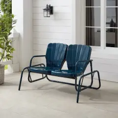 Ridgeland Outdoor Metal Loveseat Glider - Navy - Crosley