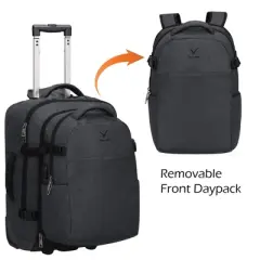 Hynes Eagle 63L Rolling Backpack x 3-Piece Packing Cube Set &ndash; 3-in-1 Travel Luggage with USB Port