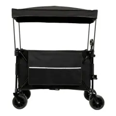 CAVINAS Extended Heavy-Duty Wagon Cart with Canopy,All-Terrain Shopping Cart with Side Pocket and Brakes,Wagon for Camping,Shopping