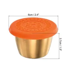 Unique Bargains Stainless Steel Lunch Bento Boxes Small Dipping Cups Containers with Lids Orange