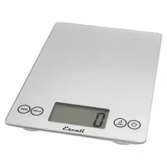 Escali Arti Glass Digital Scale Shiny Silver: Kitchen Food Scale with Oversized Electronic Display, 15lb Capacity, Battery Included