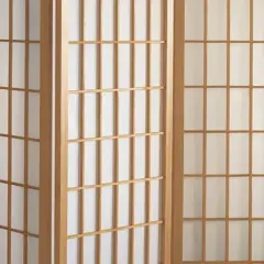 5 ft. Tall Window Pane Shoji Screen - Natural (4 Panels)