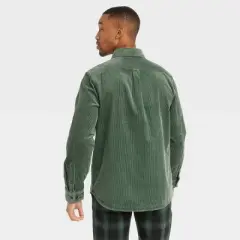 Houston White Adult Woven Cord Button-Down Shirt - Green