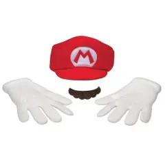 Nintendo Super Mario Adult Elevated Halloween Accessory Kit Mario One Size Fits Most: Nintendo Men's Costume Accessories Set