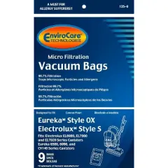 EnviroCare Replacement Micro Filtration Vacuum Cleaner Dust Bags made to fit Electrolux Style S & OX Harmony Canister - 9 pack