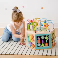 Teamson Kids Preschool 7 in 1 Wooden Activity Cube, Educational Toy PS-T0005