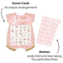 Big Dot of Happiness Swan Soiree - Picture Bingo Cards and Markers - White Swan Baby Shower Shaped Bingo Game - Set of 18