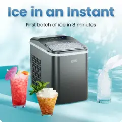 ICEMAN Compact Countertop Pebble Ice Machine, Makes 26 lbs/Day with Ice Scoop and Basket - Black