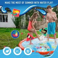 Splash Pad & Outdoor Sprinkler for Kids and Toddlers, Inflatable Water Pool