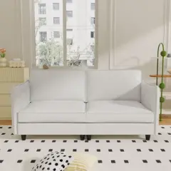 NicBex Modern Minimalist Comfy Fabric Loveseat Sofa Couch with Side Pockets,2-Seat Lounge Sofa for Living Room,Apartment