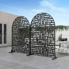 Lirago Arched Outdoor Privacy Screen Patio Decorative Screens 72"x47" Black