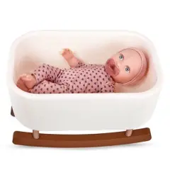 LullaBaby Doll Bassinet Rocking Cradle Accessory - Speckled White