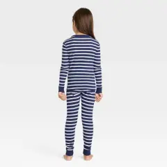 Kids' Striped 100% Cotton Tight Fit Matching Family Pajama Set - Navy