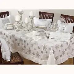 Saro Lifestyle Burnout Snowflakes Table Napkins (Set of 4), 20"x20", White