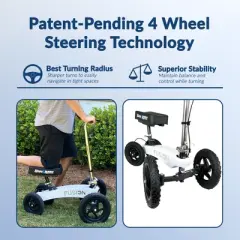 KneeRover All Terrain Fusion Patented Knee Scooter with 4 Wheel Steering