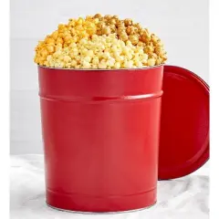 The Popcorn Factory Popcorn Gift Tin, Simply Red, 3.5 Gallons (Robust Cheddar, Butter, Caramel)