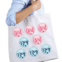 Big Dot of Happiness Team Boy or Girl - 3 inch Baby Gender Reveal Party Badge - Pinback Buttons - Set of 8