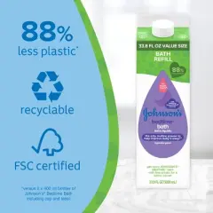 Johnson's Bedtime Baby Bath Wash with Soothing Natural Calm Aromas, Hypoallergenic - Refill Carton - 33.8 fl oz