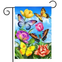 Briarwood Lane Spring Garden Flag 12x18 For Outdoor Butterflies and Tulips For Spring Garden Flag Flags For Outside