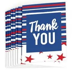 Big Dot of Happiness Stars and Stripes - Memorial Day, 4th of July and Labor Day USA Patriotic Party Thank You Cards (8 Count)