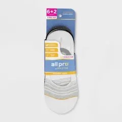 All Pro Women's 6+2 Bonus Pack Striped Sports Liner Athletic Socks - White/Black/Gray 4-10