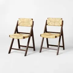 Set of 2 Folding Woven Dining Chairs Dark Brown - Threshold&trade; designed with Studio McGee