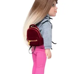 I'M A GIRLY Burgundy Red Backpack Outfit for 18" Fashion Doll