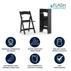 Flash Furniture 4 Pack HERCULES Series 800 lb. Capacity Resin Folding Chair with Slatted Seat