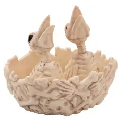 5 1/2" Bone Bird Nest with Baby Bird Skeletons Halloween Decoration