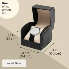 Juvale Single Grid Wrist Watch Box with Pillow (Black, Faux Leather)