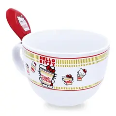 Silver Buffalo Sanrio Hello Kitty x Nissin Cup Noodles Soup Mug With Spoon | Holds 24 Ounces