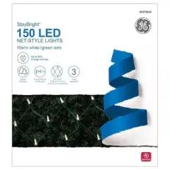 GE StayBright 150-Count Warm White LED Net-Style Christmas Lights 6ft X 4ft