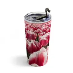 Henrike Schenk - Travel Photography Tulip Field In Holland Floral 20 oz Stainless Steel Travel Mug - Deny Designs
