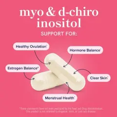 Myo-Inositol & D-Chiro Inositol for Women's Hormone Balance, Ideal 40:1 Ratio, Menstrual Cycle & Ovarian Health Support Supplement, SMNutrition, 120ct