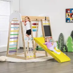 Infans Indoor Playground Climbing Gym Kids Wooden 8 in 1 Climber Playset  for Children