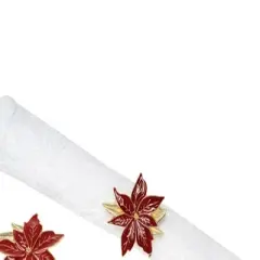 C&F Home Red Poinsettia Napkin Rings Set of 4