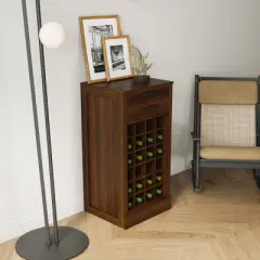 Modular Wine Cabinet Bar Cabinet with Storage Wine Compartment, 24 Wine Cabinet Buffet Cabinet with 2 Drawers, Storage Bar Cabinet for Home