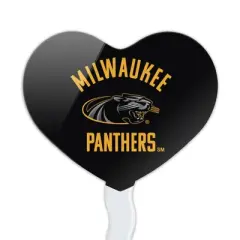 University of Wisconsin Milwaukee Official Panthers Heart Love Cupcake Picks Toppers Decoration Set of 6