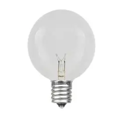 Novelty Lights Clear G40 Globe Hanging Outdoor String Light Replacement Bulbs E12 Candelabra Base 5 watt
