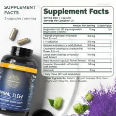 Primal Harvest Primal Sleep with Valerian Root, L-Tryptophan & Melatonin 60 Capsules